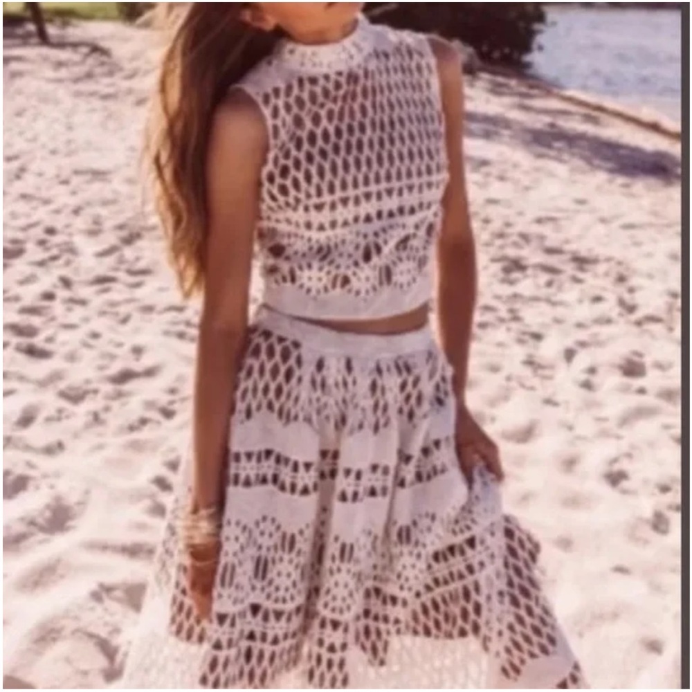 Free People Ministry Of Style Demure Set Crop Top & MIDI Skirt White Lace, 6 - Picture 6 of 16